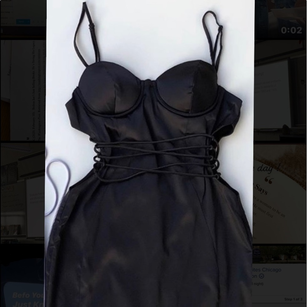 Black silk corset dress